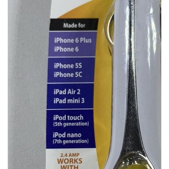 PowerUp! 2.4 Amp Rapid Charger Lightning Connector Car Charger 6 Ft Cord NEW - Picture 4 of 9